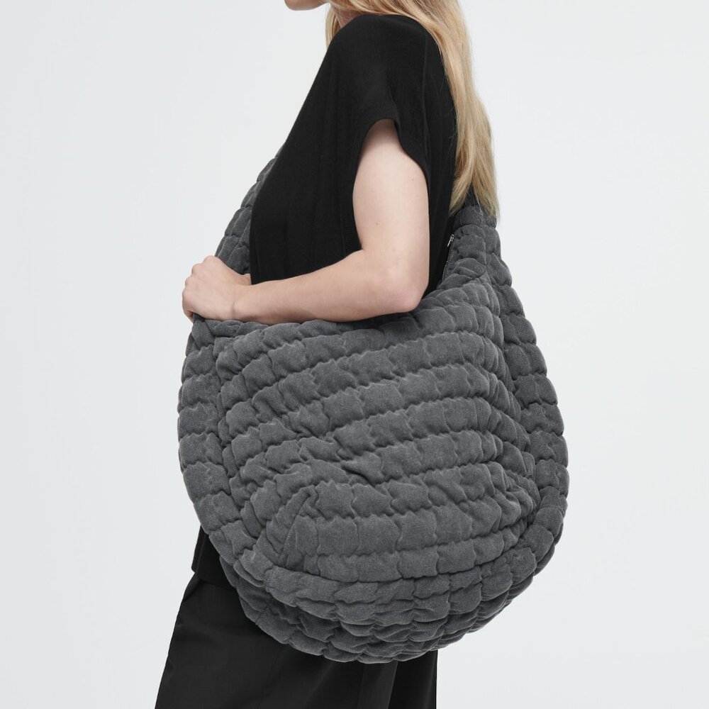 COS Gray Quilted Tote Bag